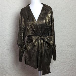 ZARA Gold Wrap Top - Sz S